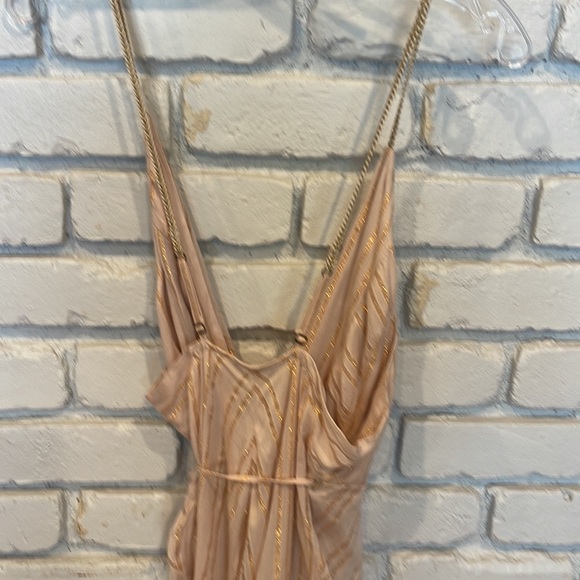 Urban Outfitters Kimchi Blue Gold Thistle Sparkle Metallic Wrap Maxi Dress 6 - Picture 9 of 13